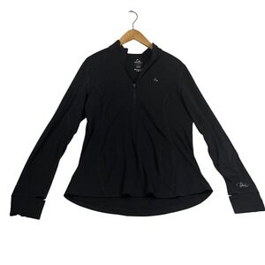 Paradox Womens Black Drirelease Quarter Zip Pullover Long Sleeve Thumbholes L